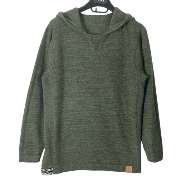 NWOT PAKA Sweater M Unisex”The Hoodie Alpaca Eucalyptus-Green”Aztec&Logo-Patches - Picture 2 of 11